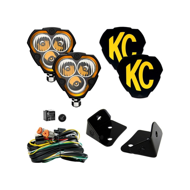 KC HiLiTES FLEX ERA 3 Vehicle Light System Kit Jeep JK Combo and A-Pillar Bracket kcl97127