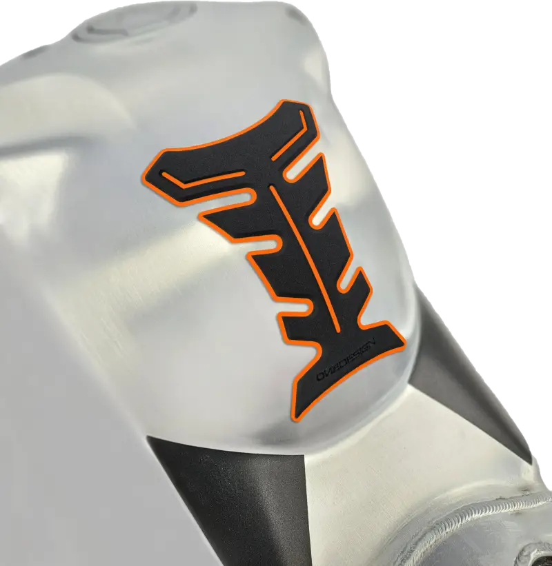 ONE EMBLEMS HDF9O Motorcycle Tank Pad - Black and Orange Design 623-1163o