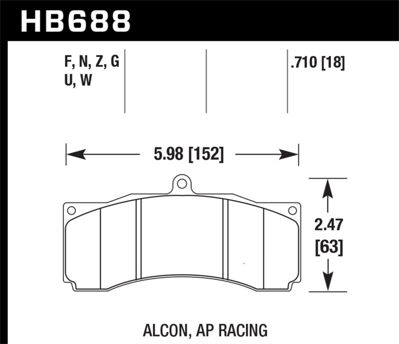 Hawk Alcon / AP Racing / Baer HP Plus Street Brake Pads hawkHB688N.710