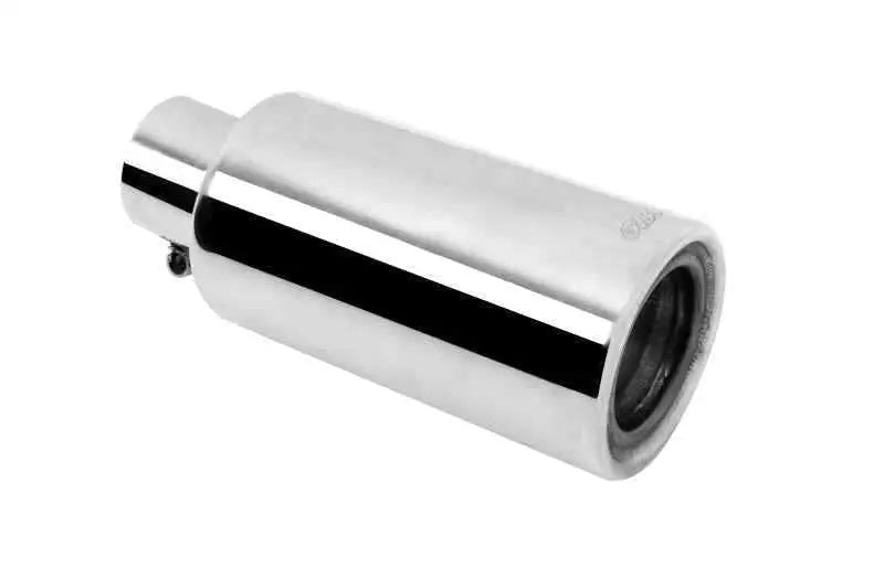 Gibson Rolled Edge Angle-Cut Muffler Quiet Tip - 4in OD/2.25in Inlet/12in Length - Stainless 500659