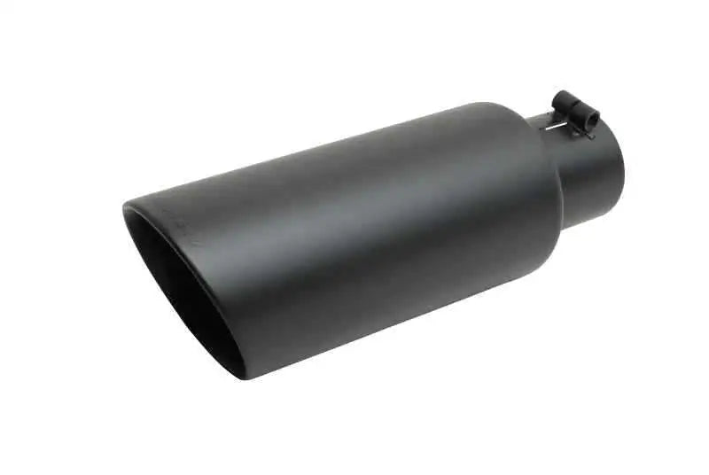 Gibson Round Dual Wall Angle-Cut Tip - 4in OD/2.5in Inlet/8in Length - Black Ceramic 500417-b
