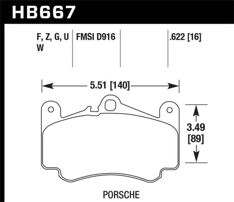 Hawk 02-05 Porsche 911 Carrera 4 Turbo Look/Carrera 4S Front DTC-60 Brake Pads hb667g-622