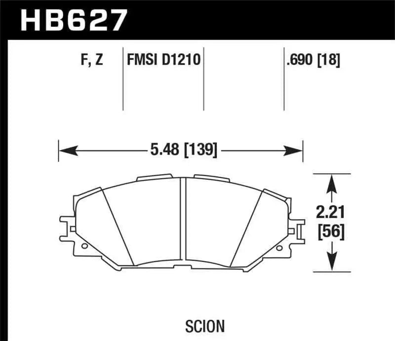 Hawk 06-16 Toyota RAV4 HPS 5.0 Front Brake Pads hb627b-690