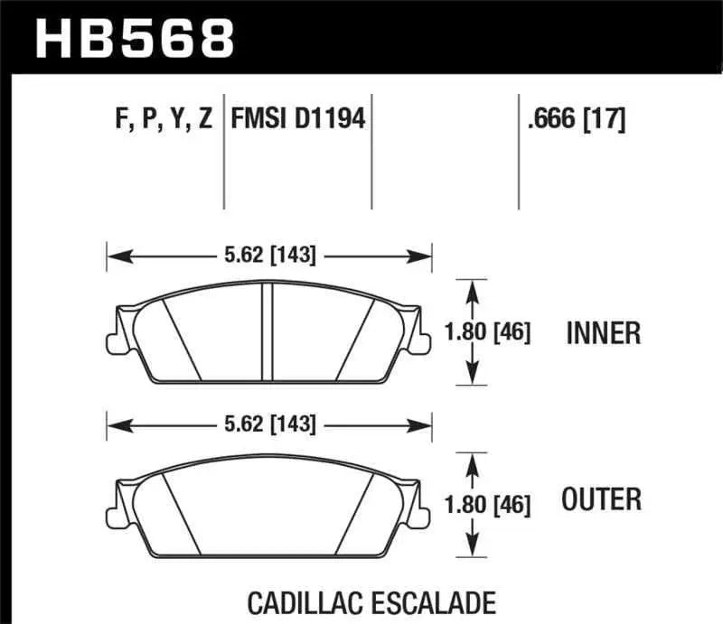 Hawk 07 Chevy Tahoe LTZ LTS Rear Brake Pads hb568y-666
