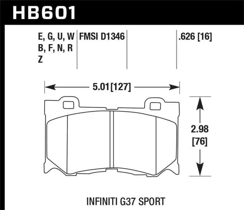 Hawk 09-12 Infiniti G37 Sport HPS Street Front Brake Pads hb601f-626