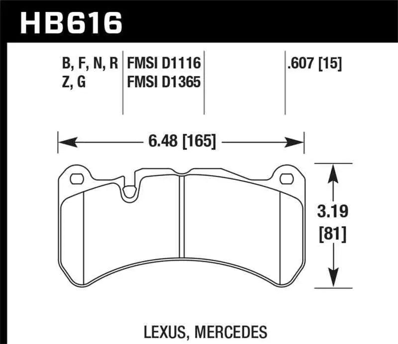 Hawk 13-14 Ford Mustang GT500 HPS 5.0 Street Front Brake Pads hb616b-607