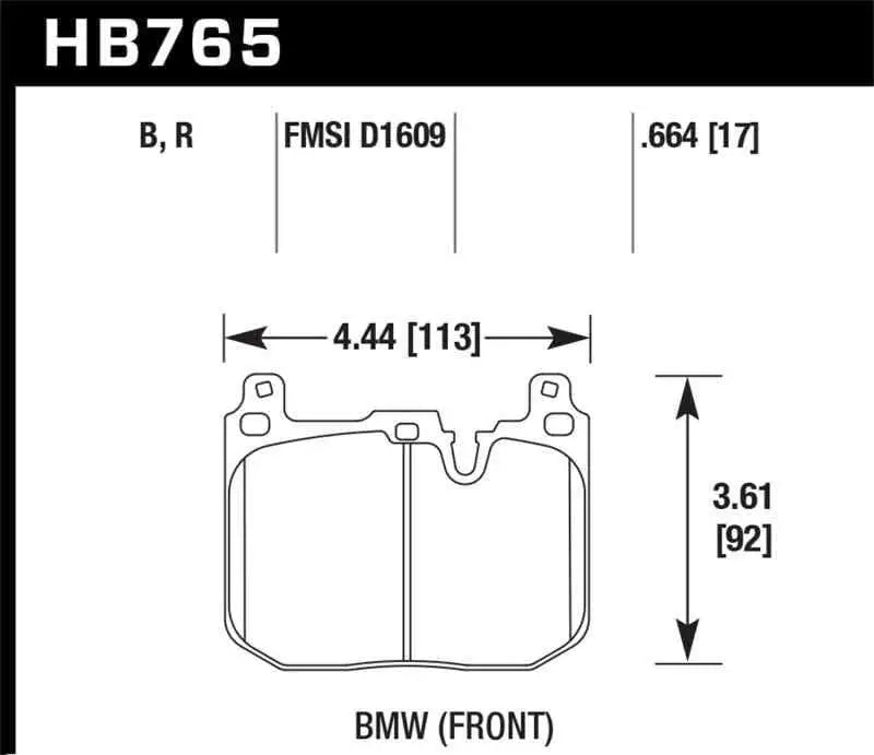 Hawk 13-16 BMW 328i xDrive Performance Ceramic Street Front Brake Pads hb765z-664