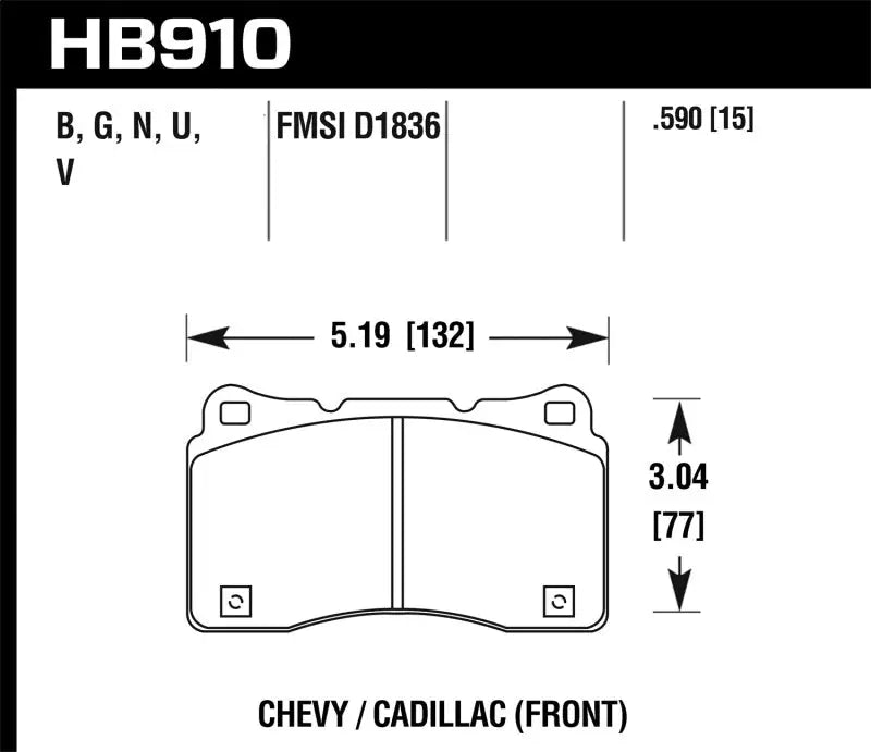 Hawk 15-16 Cadillac XTS / Chevrolet Corvette DTC-60 Front Brake Pads hawkhb910g-590