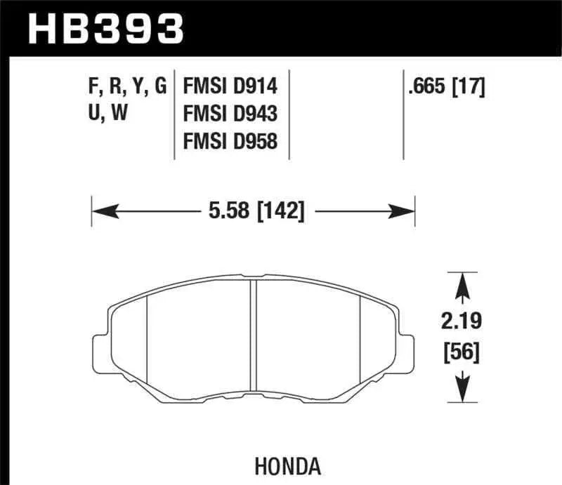 Hawk 15 Honda Accord Race Front DTC-30 Brake Pads hb393w-665