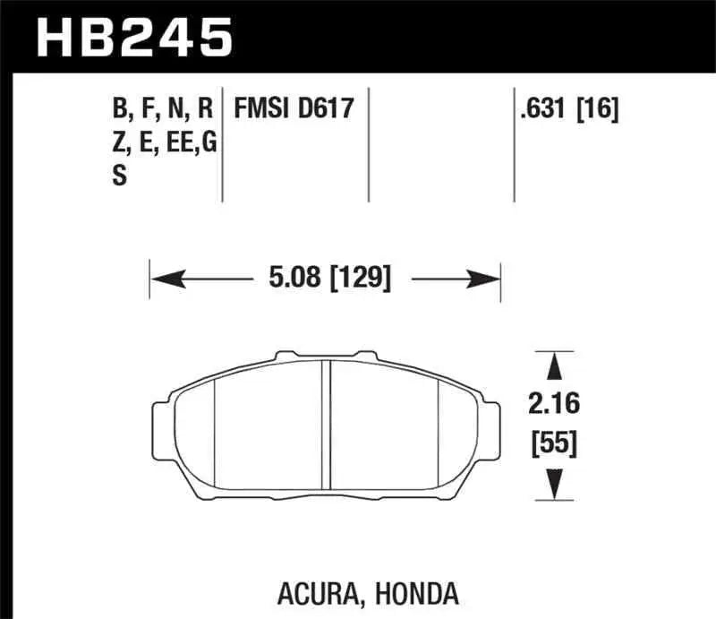 Hawk 94-01 Acura Integra (excl Type R) HPS Street Front Brake Pads hb245f-631