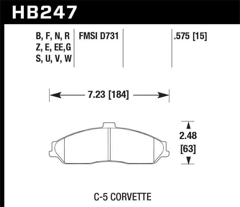 Hawk 97-13 Chevy Corvette Performance HT-10 Compound Front Brake Pads hb247s-575