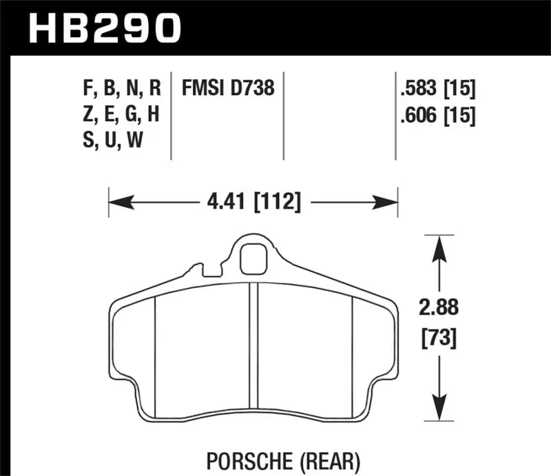 Hawk 98-08 Porsche 911 Carrera 2 / 07-08 Boxster S / 06-08 Cayman S Rear DTC-60 Race Brake Pads hawkhb290g-583