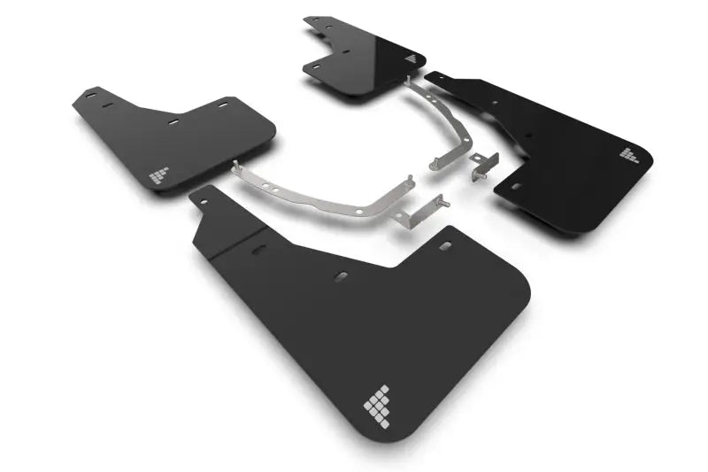 Hyundai Ioniq 5 2022-2024 Black UR Mud Flaps with Silver Battery Emblem ralMF87-BAT-BLK-SIL