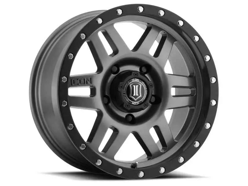 ICON Six Speed 17x8.5 5x5 -6mm Offset 4.5in BS 94mm Bore Gun Metal Wheel 1417857345gm