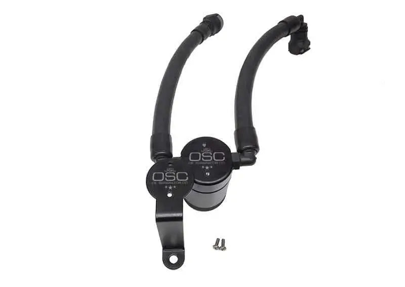 J&L 07-14 Ford Mustang GT500 Oil Separator 3.0 Passenger Side (Remote Mount) - Black Anodized 3040p-b