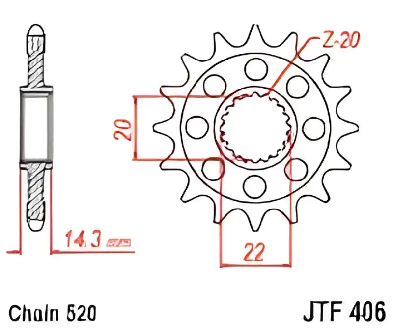 JTF406.16 Front Cs Sprocket Steel 16t 520 Bmw wps-55-40616