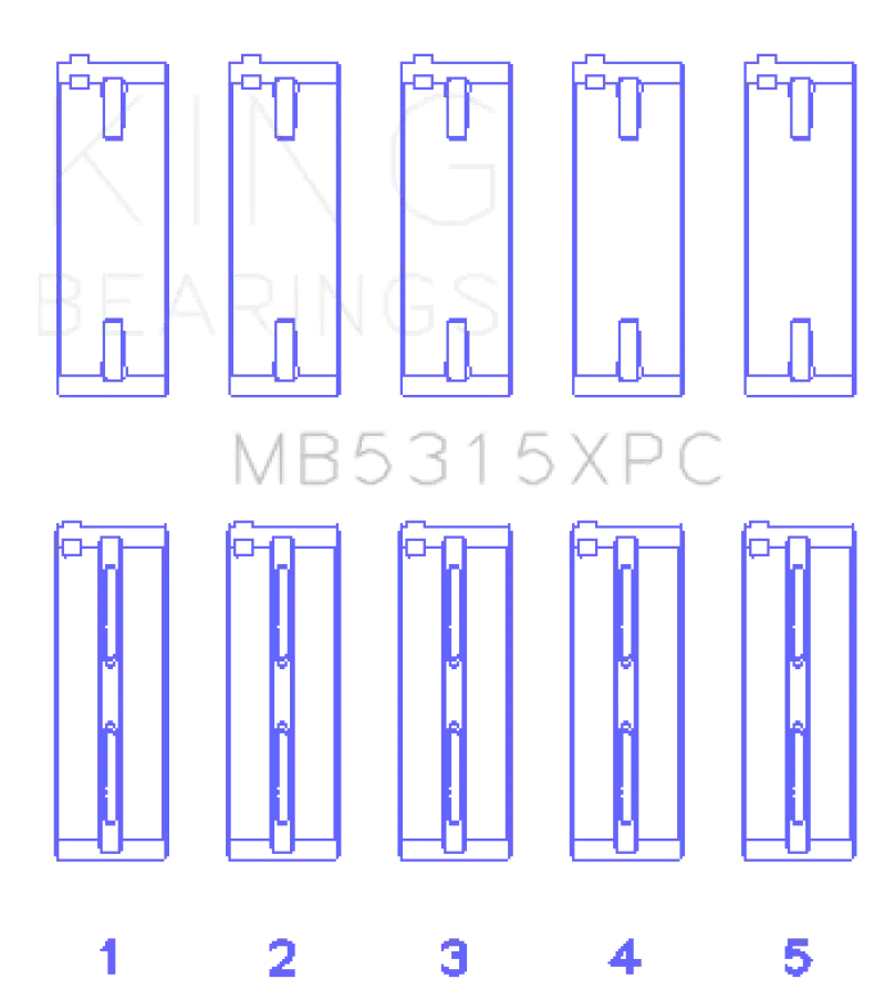 King 1992+ Mitsubishi 4G63/4G64 EVO I-IV (Size STDX) Crankshaft Main Bearing Set (Set of 5) kingmb5315xpcstdx