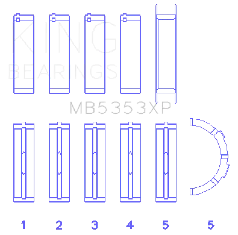 King Ford 281 4.6L SOHC 16V Performance Main Bearing Set - Size Standard kingmb5353xp