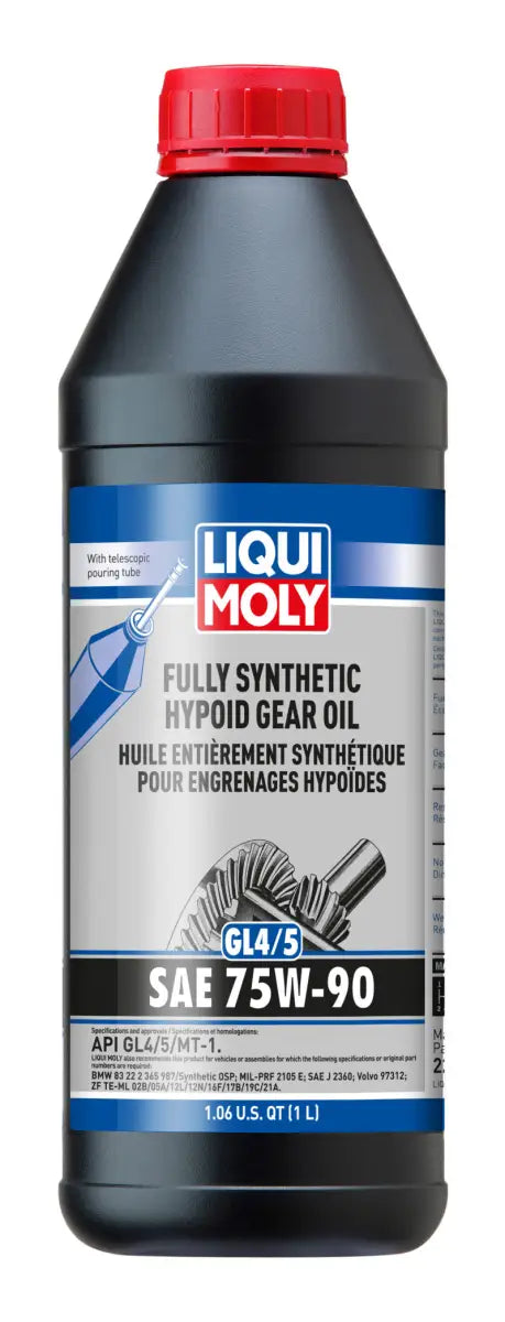 LIQUI MOLY 1L Fully Synthetic Hypoid Gear Oil (GL4/5) 75W90 - Case of 6 lqm22090