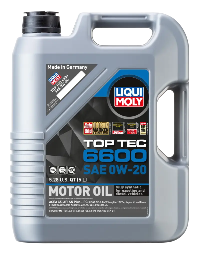LIQUI MOLY 5L Top Tec 6600 Motor Oil 0W20 - Case of 4 lqm22046