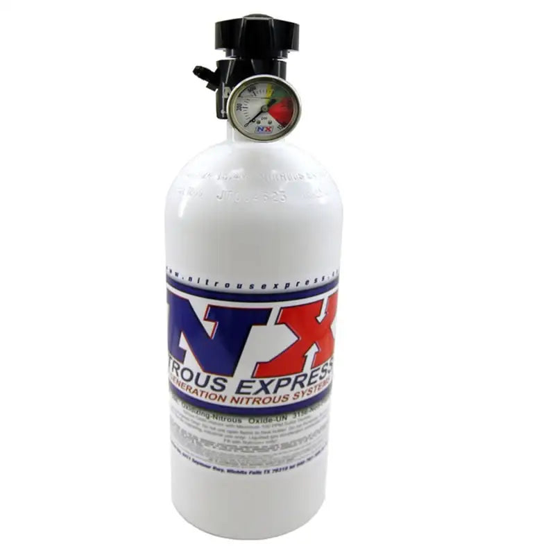 Nitrous Express 10lb Bottle w/Lightning 500 Valve (6.89 Dia x 20.19 Tall) w/Gauge nex11101