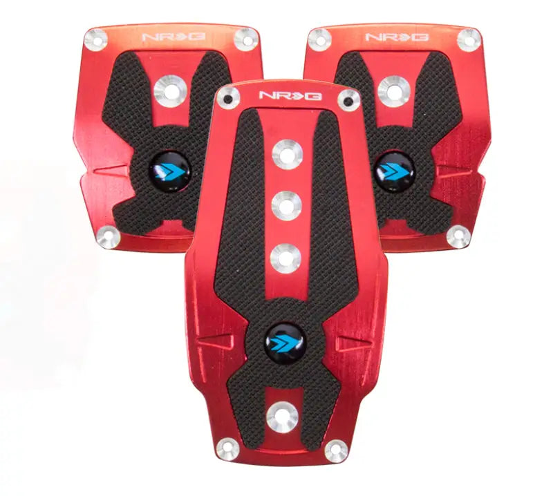 NRG Brushed Aluminum Sport Pedal M/T - Red w/Black Rubber Inserts nrgpdl-200rd