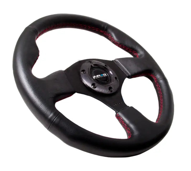 NRG Reinforced Steering Wheel (320mm) Leather w/Red Stitch nrgrst-012r-rs