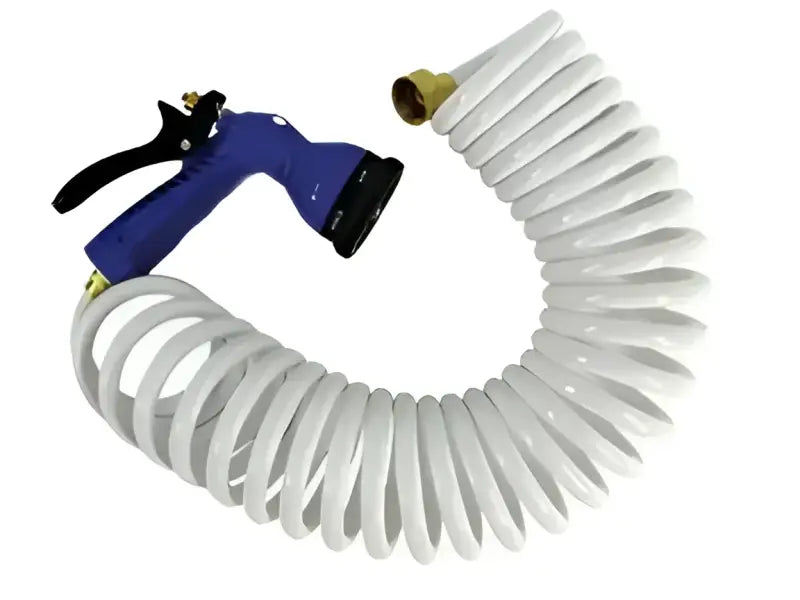 P-0440 Whitecap White Coiled Hose W/Nozzle - 15' w7ep0440