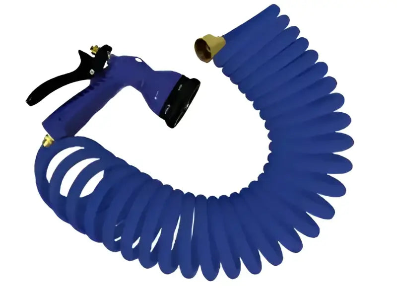 P-0440B Whitecap Blue Coiled Hose W/Nozzle - 15' w7ep0440b