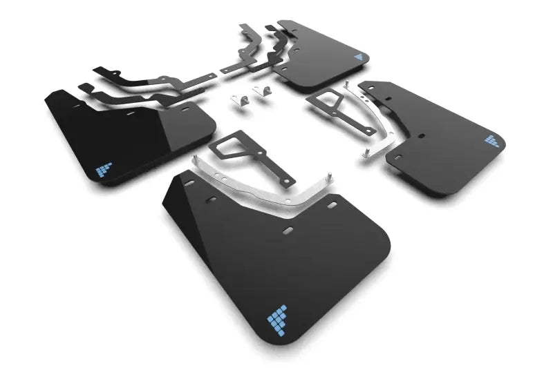 Rally Armor 2025 Hyundai Ioniq 5 N Black UR Durable Mud Flaps with Light Blue Battery Emblem ralmf117-bat-blk-pbl