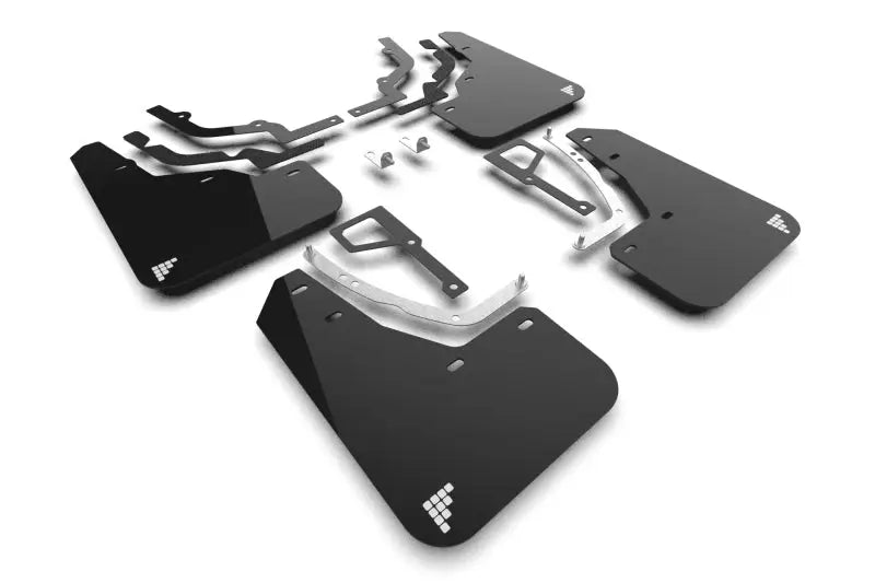 Rally Armor Mud Flaps for 2025 Hyundai Ioniq 5 N - Durable Black Urethane with Silver Battery Emblem ralmf117-bat-blk-sil