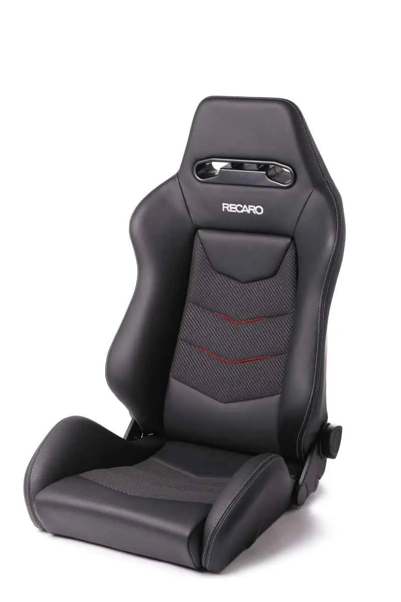 Recaro Speed V Driver Seat - Black Leather/Red Suede Accent 7227110.1.3169