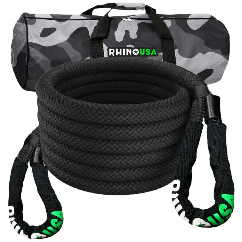 Rhino USA 1.25" x 30' Kinetic Recovery Rope - Black rsaKROPE-1.25X30-BLK