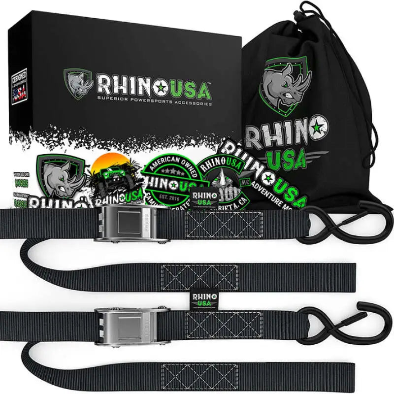 Rhino USA 1.5" x 8' Cambuckle Motorcycle Tie-Down Straps - Blue 2-Pack rsarno-camsoft-blu
