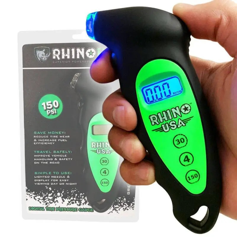 Rhino USA 150 PSI Digital Tire Pressure Gauge - Green rsargauge-digital