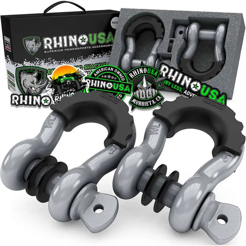 Rhino USA 3/4" D-Ring Shackle Kit (Set of 2) - Gray rsarno-gry-shackles