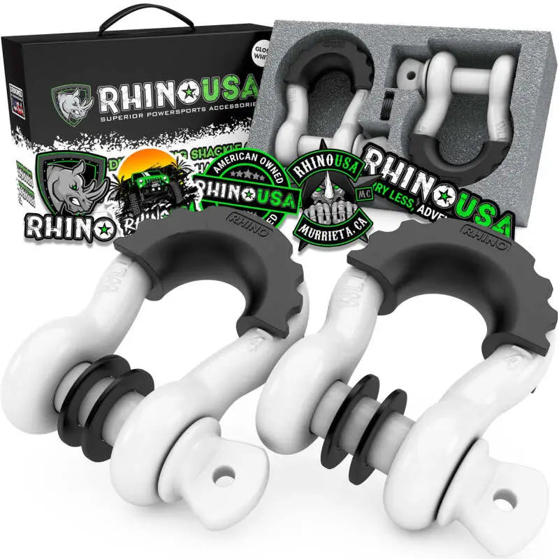 Rhino USA 3/4" White D-Ring Shackle Set (Pack of 2) rsarno-wht-shackles