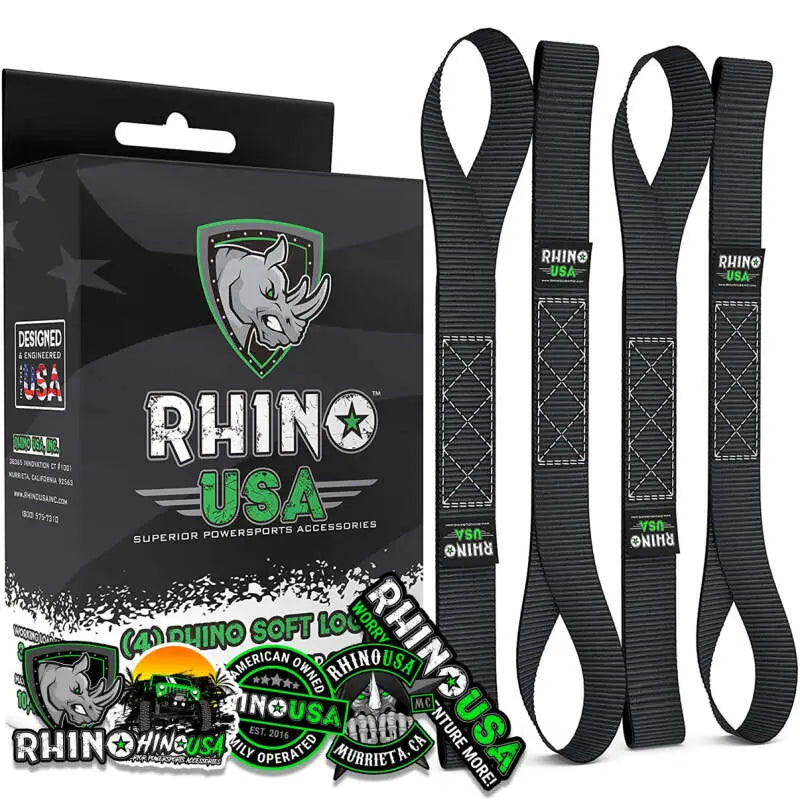 Rhino USA 4-Pack Black Soft Loops for Motorcycle Tie-Downs rsasoft4pack-blk