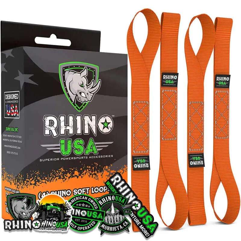 Rhino USA 4-Pack Orange Soft Loops for Motorcycle Tie-Downs rsasoft4pack-org