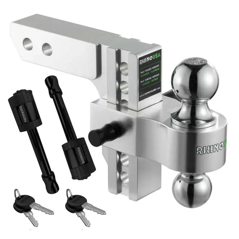 Rhino USA 6" Heavy-Duty Drop Hitch - 2" (Silver Finish) rsarg-htdrop2-svr