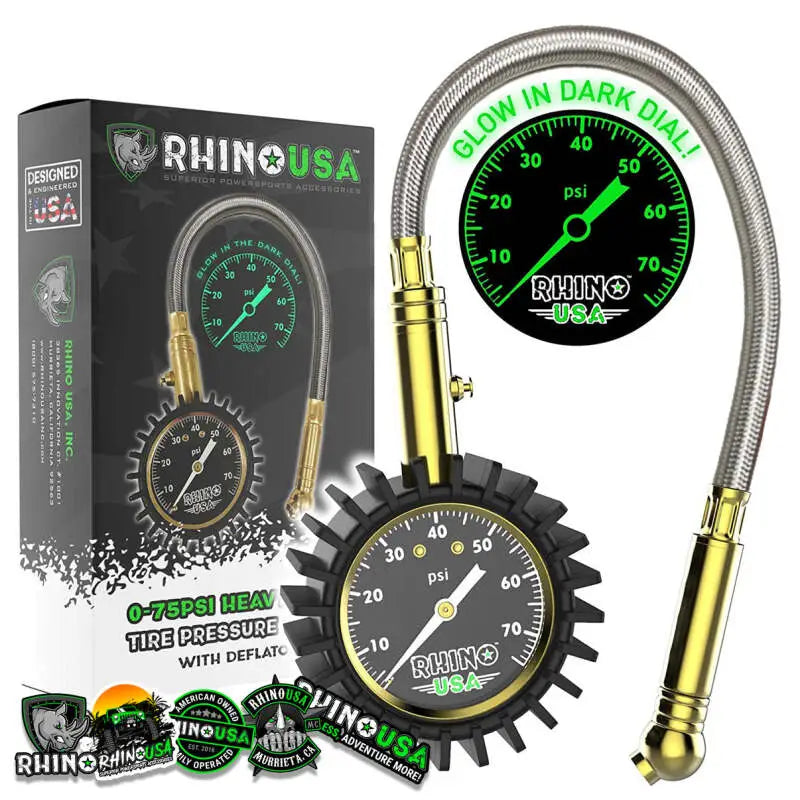 Rhino USA 75 PSI Premium Analog Tire Pressure Gauge rsagrla-gauge-75