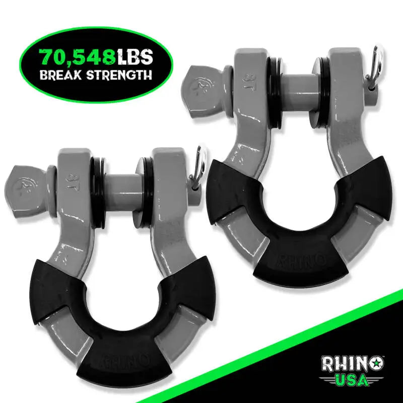 Rhino USA 8T Heavy-Duty Shackle Set (Gray) rsasupershack-gry