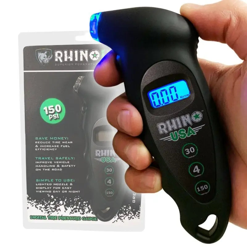 Rhino USA Digital Tire Pressure Gauge - 150 PSI - Black Edition rsargauge-digblk