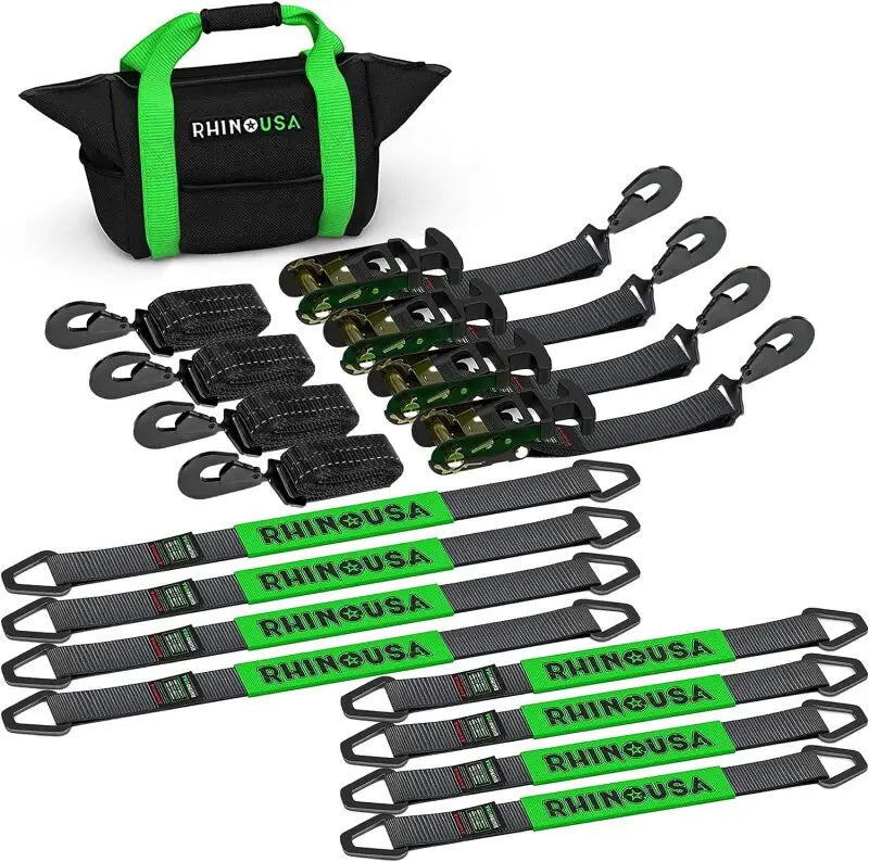 Rhino USA Durable Vehicle Tie Down Set with Snap Hook rsatd-vs2inkit-snap