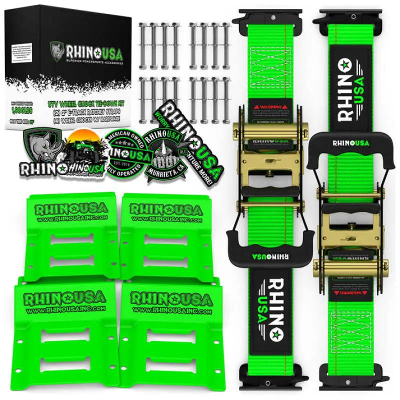 Rhino USA Green UTV Wheel Chock & Tie-Down Set (2-Wheel Kit) rsarno-chock-set