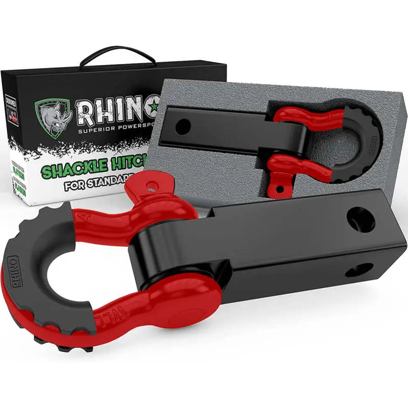 Rhino USA Red Shackle Hitch Receiver with D-Ring rsarg-hthitch2-red