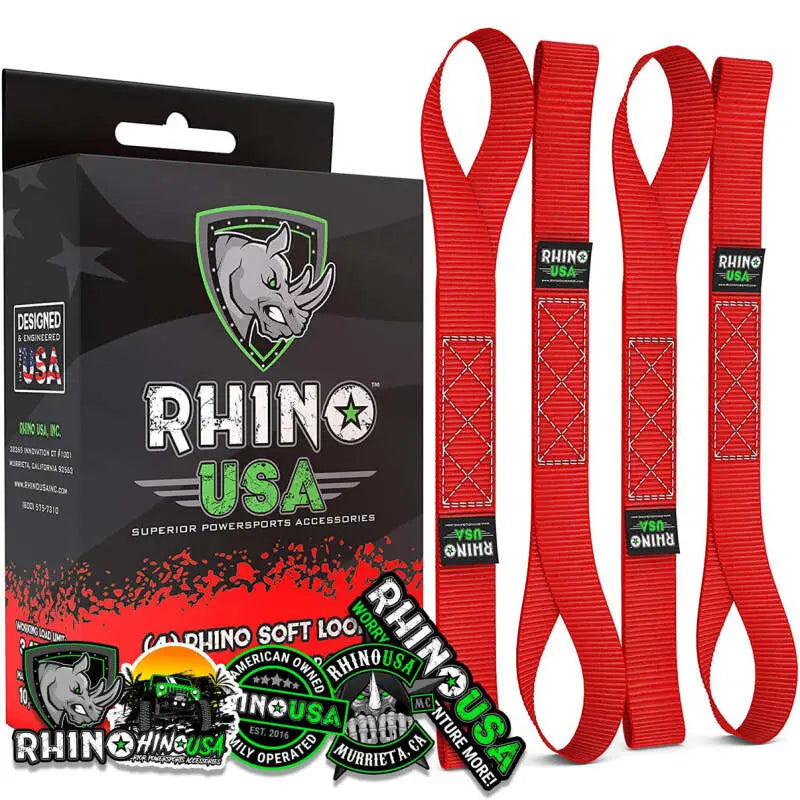 Rhino USA Red Soft Loops Motorcycle Tie-Downs 4-Pack rsasoft4pack-red