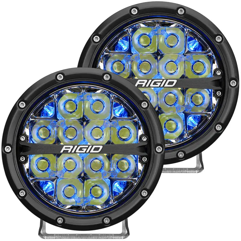 Rigid Industries 360-Series 6in LED Off-Road Spot Beam - Blue Backlight (Pair) rig36202