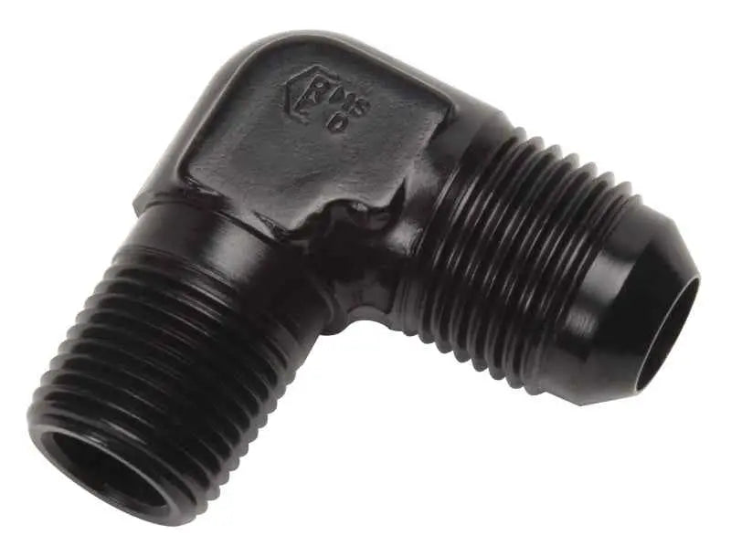 Russell Performance -6 AN to 3/8in NPT 90 Degree Flare to Pipe Adapter (Black) 660843