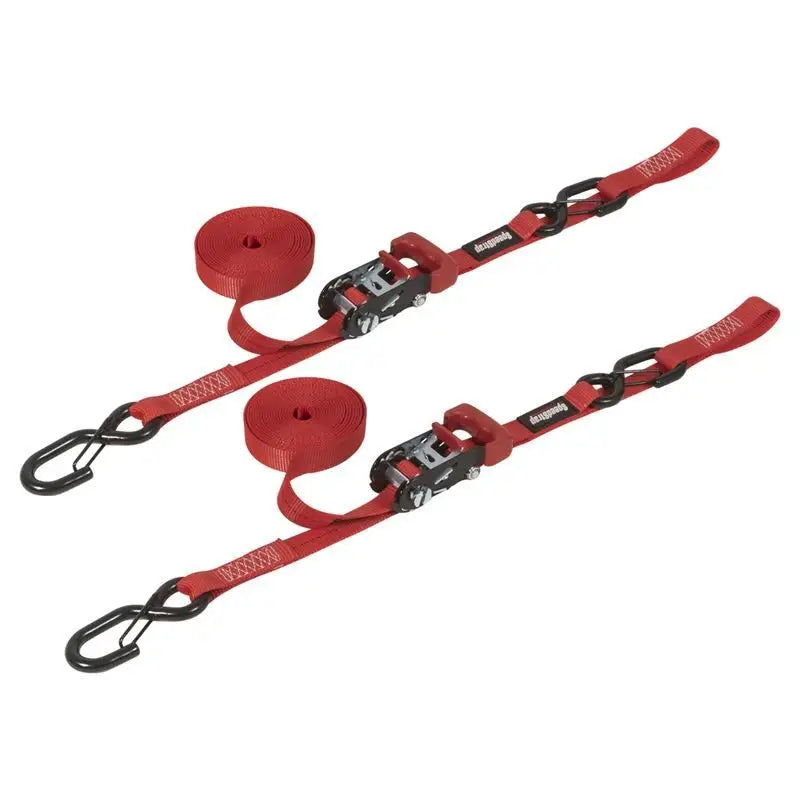 SpeedStrap 1In x 15Ft Ratchet Tie Down w/ Snap FtSFt Hooks Soft Tie (2 Pack) - Red ssp11803-2